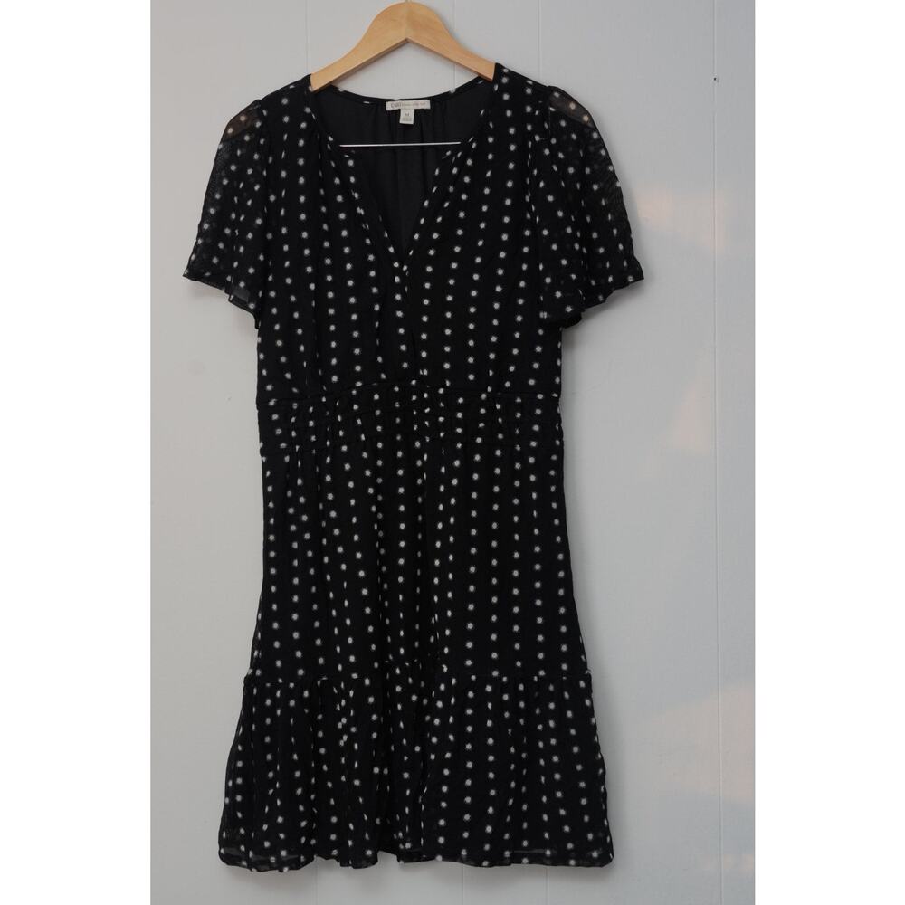 CATO Black and White Polka Dot A Line Midi Dress Size Medium‎